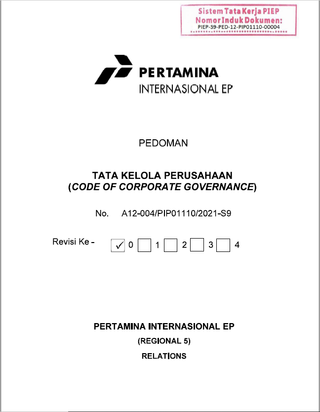 Code Of Corporate Governance PT PIEP